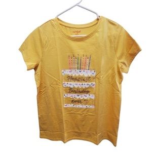Kids Cat & Jack “Happiest Birthday Ever” T-Shirt Yellow XXL (18) NWT